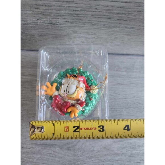 Vtg 1996 Garfield in Christmas Wreath w/Santa Hat Trim-A-Tree Ornament Paws - Picture 7 of 10